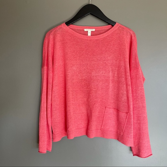 Eileen Fisher Organic Linen Stretch Box Top Coral - Picture 7 of 12